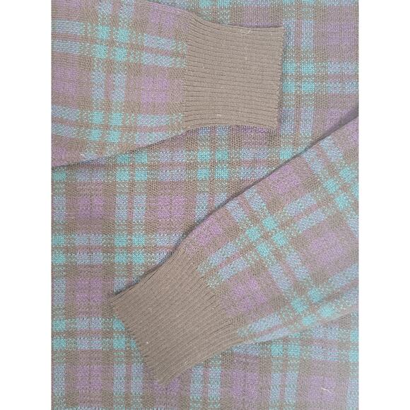 Vintage Mark Shale Mens XL 100% Wool Tartan Green‎ Blue Plaid Christmas Sweater - Picture 5 of 8